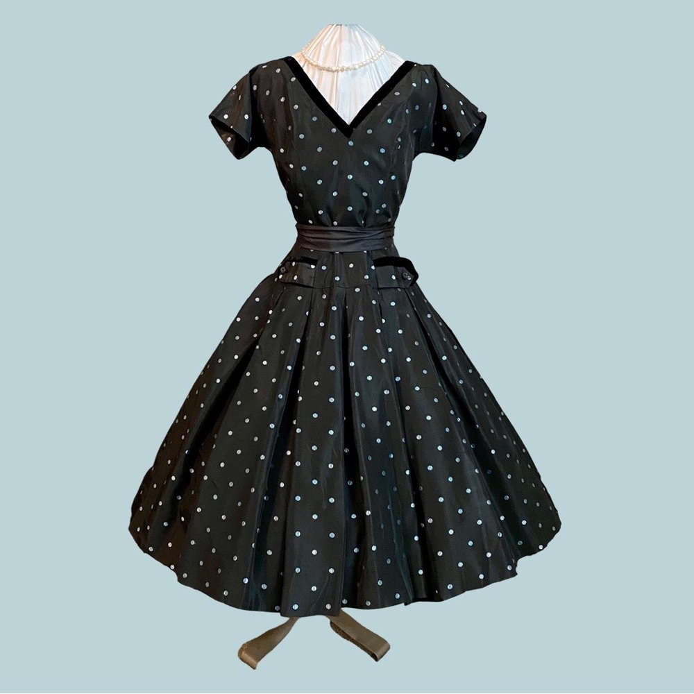Vintage 50s Natlynne Polka Dot Prom Dress